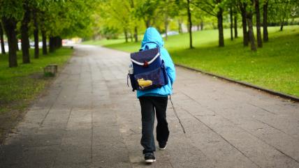 Dečak se sam vraća iz škole
