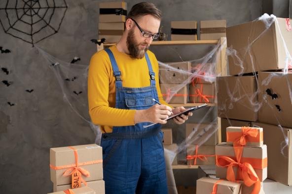 Čovek zapisuje nešto u radnji